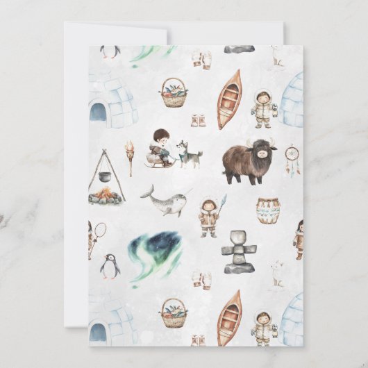 Arctic Adventure Snow Globe Geburtstag Einladung (Rückseite)