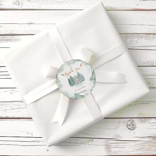 Arctic Animal Baby Dusche Vielen Dank Runder Aufkleber