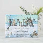 Arctic Animal Baby Es ist kalt draußen Winterdusch Einladung (Stehend Vorderseite)