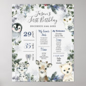 Arctic Animal Onederland 1st Birthday Millestone Poster (Vorne)