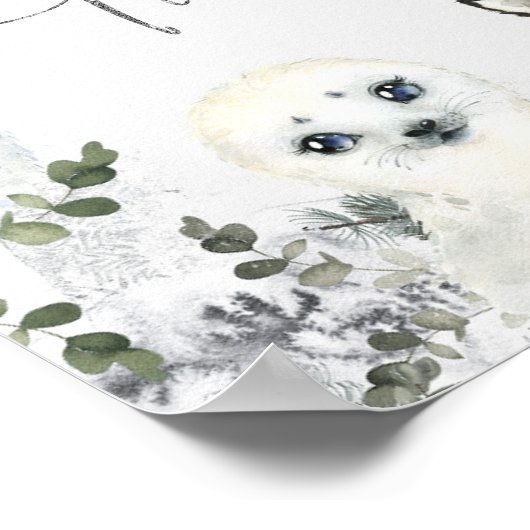 Arctic Animal Onederland Birthday Sweets Treats Poster (Ecke)