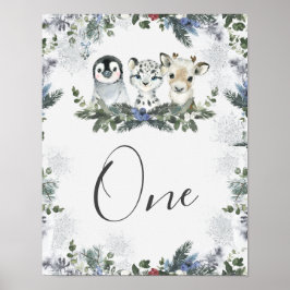 Arctic Animal Onederland Birthday Tischnummer Poster