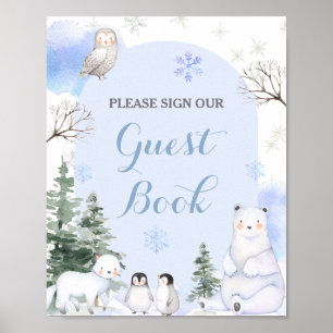 ARCTIC ANIMAL Snowflakes Bäume Gästebuch Dusche