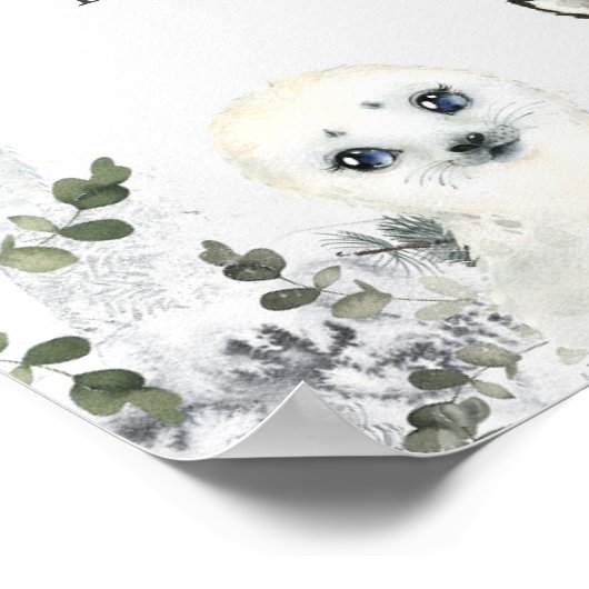 Arctic Animal Winter Onederland 1st Birthday Favor Poster (Ecke)