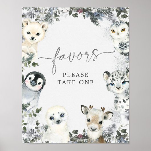 Arctic Animal Winter Onederland 1st Birthday Favor Poster (Vorne)