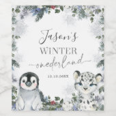 Arctic Animal Winter Onederland 1st Birthday Weinetikett (Einzelnes Label)