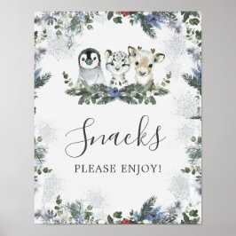 Arctic Animal Winter Onederland Birthday Snacks Poster
