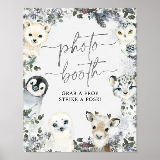 Arctic Animal Winter Onederland Foto Booth Sign Poster (Vorne)