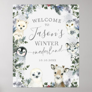 Arctic Animal Winter Onederland Geburtstag Willkom Poster