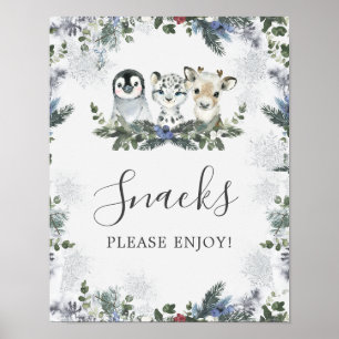 Arctic Animal Winter Onederland Geburtstagssnacks Poster