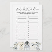 Arctic Animals Baby Shower ABCs Race Game (Vorne/Hinten)