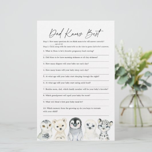 Arctic Animals Baby Shower Vater kennt das beste S (Stehend Vorderseite)