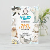 Arctic Animals theme invite Einladung (Stehend Vorderseite)