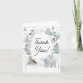 Arctic Animals Winter Baby Dusche Danke Karten (Vorderseite)