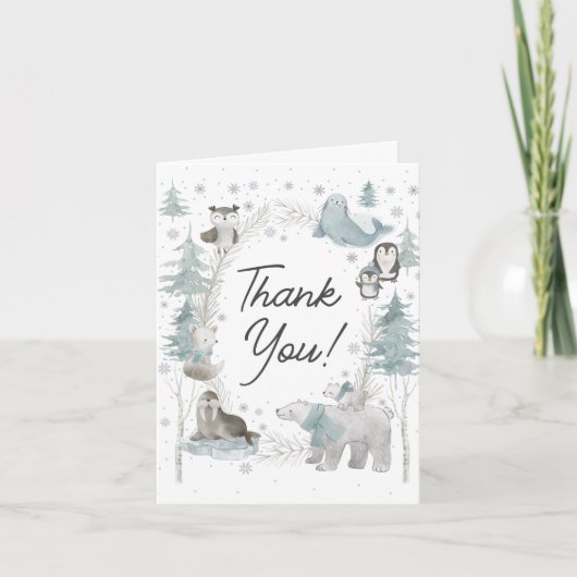 Arctic Animals Winter Baby Dusche Danke Karten (Vorderseite)