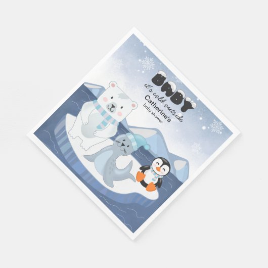 Arctic Animals Winter Wonderland Baby Shower Serviette (Ecke)