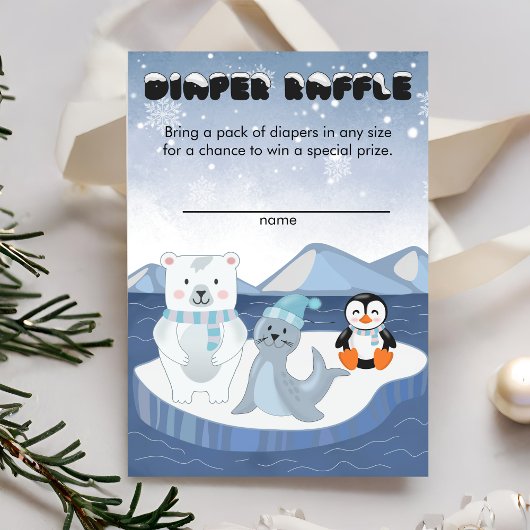 Arctic Animals Winter Wonderland Diaper Raffle Begleitkarte