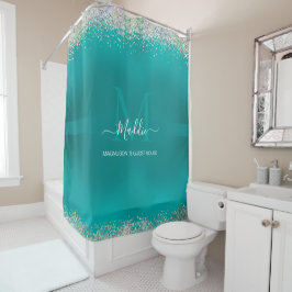 Arctic Aqua Glitterglasur aquamarin metallisches M Duschvorhang