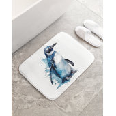 Arctic Azure Watercolor Pinguin Badematte