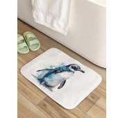 Arctic Azure Watercolor Pinguin Badematte