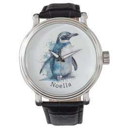 Arctic Azure Watercolor Pinguin, Brauch Armbanduhr