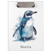 Arctic Azure Watercolor Pinguin, Brauch Klemmbrett (Vorderseite)