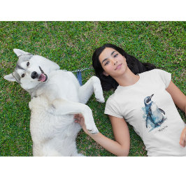 Arctic Azure Watercolor Pinguin, Brauch T-Shirt