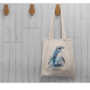 Arctic Azure Watercolor Pinguin, Brauch Tragetasche