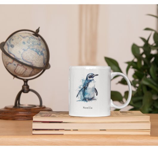 Arctic Azure Watercolor Pinguin, Brauch Zweifarbige Tasse