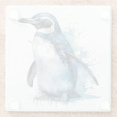 Arctic Azure Watercolor Pinguin Glasuntersetzer (Rückseite)