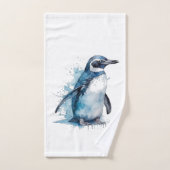 Arctic Azure Watercolor Pinguin Handtuch (Handtuch)