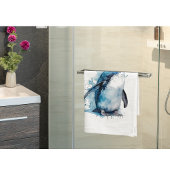 Arctic Azure Watercolor Pinguin Handtuch