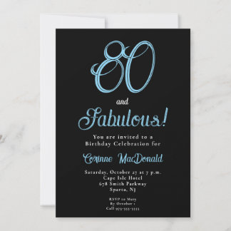 Arctic Blue Achtzig und Fabulous 80. Geburtstag Einladung