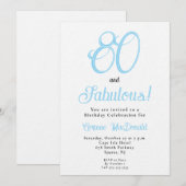 Arctic Blue Eightyand Fabulous 80th Birthday  Einladung (Vorne/Hinten)