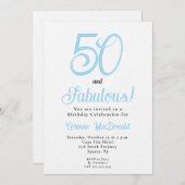 Arctic Blue Fifty and Fabulous 50th Birthday Party Einladung (Vorne/Hinten)