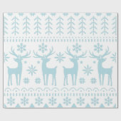 Arctic Blue Folk Art Winter Thema Geschenkpapier (Flach)
