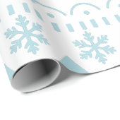 Arctic Blue Folk Art Winter Thema Geschenkpapier (Rolleneckpunkt)