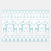 Arctic Blue Folk Art Winter Thema Geschenkpapier Set (Vorderseite 3)