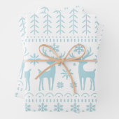 Arctic Blue Folk Art Winter Thema Geschenkpapier Set (Beispiel)