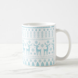 Arctic Blue Folk Art Winter Thema Kaffeetasse