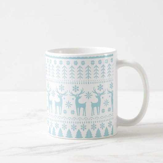 Arctic Blue Folk Art Winter Thema Kaffeetasse (Rechts)