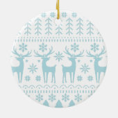 Arctic Blue Folk Art Winter Thema Keramik Ornament (Hinten)