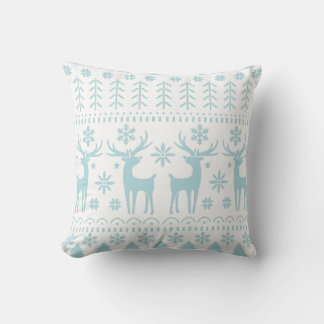 Arctic Blue Folk Art Winter Thema Kissen
