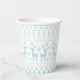Arctic Blue Folk Art Winter Thema Pappbecher