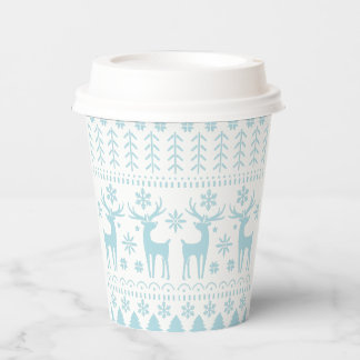 Arctic Blue Folk Art Winter Thema Pappbecher