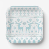 Arctic Blue Folk Art Winter Thema Pappteller (Vorderseite)