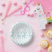 Arctic Blue Folk Art Winter Thema Pappteller (Party)