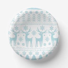 Arctic Blue Folk Art Winter Thema Pappteller