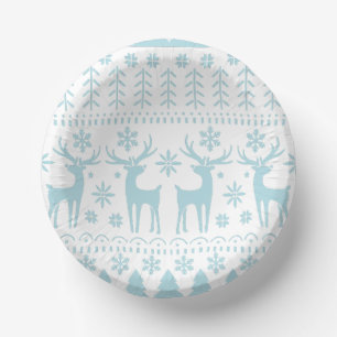 Arctic Blue Folk Art Winter Thema Pappteller
