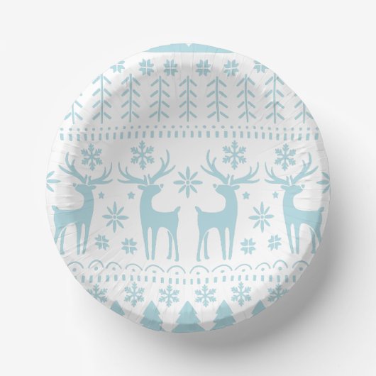 Arctic Blue Folk Art Winter Thema Pappteller (Vorderseite)